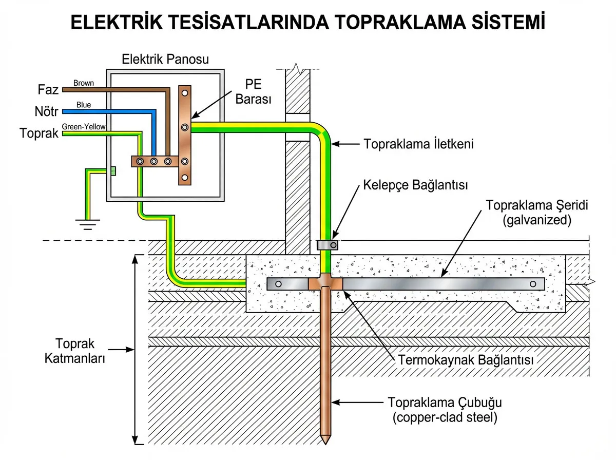 电气装置接地系统的示意图。